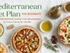Mediterranean Diet Plan for Beginners Cover image for “Mediterranean Diet Plan for Beginners” showing the title text beside Mediterranean foods including hummus, olive oil, flatbread, a roasted vegetable tart, olives, and a shrimp salad.