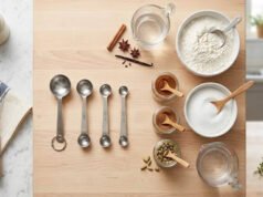 How Much Is a Teaspoon? Size, Appearance and Measuring Guide Kitchen measuring spoons with flour, sugar, spices and liquid ingredients